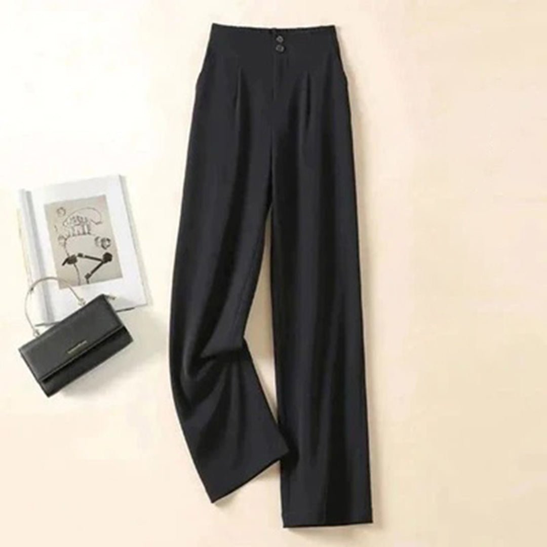Wide Leg High Waist Chiffon Trousers | Flowy Straight-Cut Suit Pants