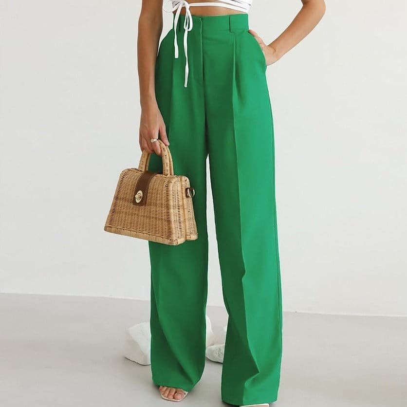 Wide-Leg Casual Linen Pants Relaxed High-Waist Pleated Silhouette
