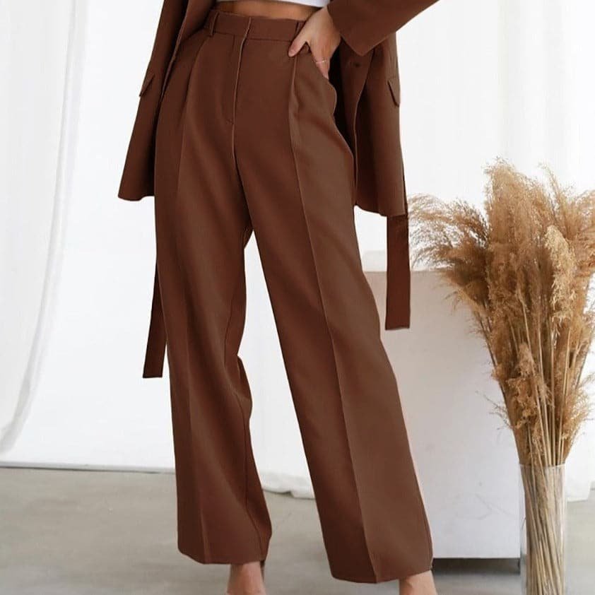 Wide-Leg Casual Linen Pants Relaxed High-Waist Pleated Silhouette