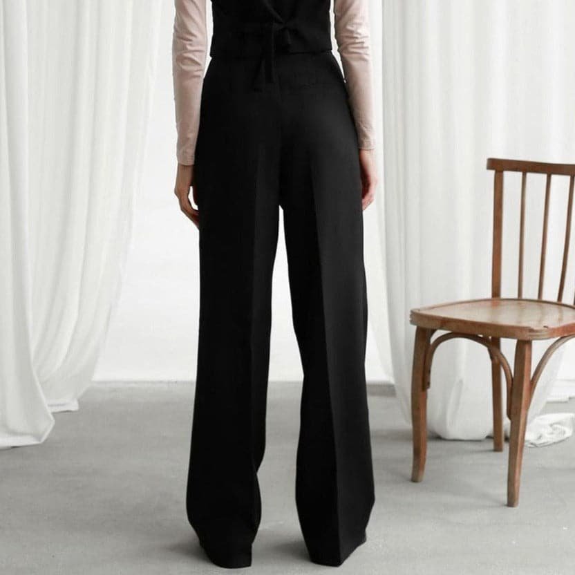 Wide-Leg Casual Linen Pants Relaxed High-Waist Pleated Silhouette