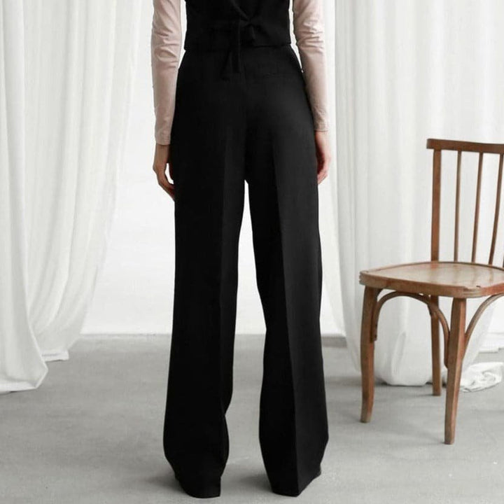 Wide-Leg Casual Linen Pants Relaxed High-Waist Pleated Silhouette