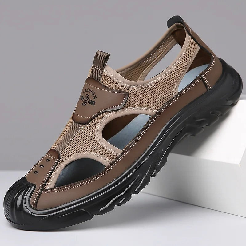 Men's Closed Toe Trekking Sandals – Breathable Mesh Grip Sole