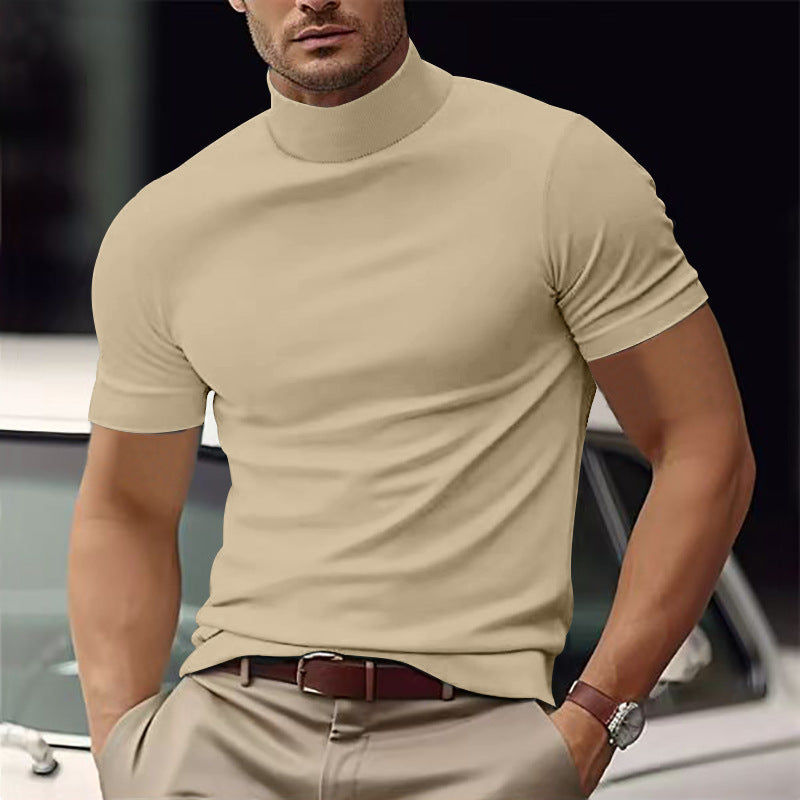 Men's Mock Neck Shirt – Slim Fit Short Sleeve Minimalist Style