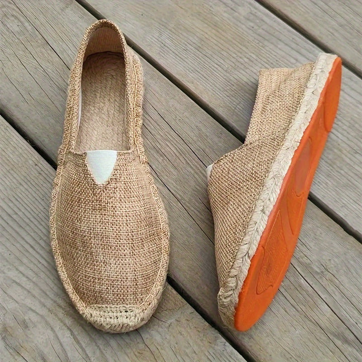 Men's Suede Espadrille Loafers Slip-On – Woven Rope Trim Flat Sole