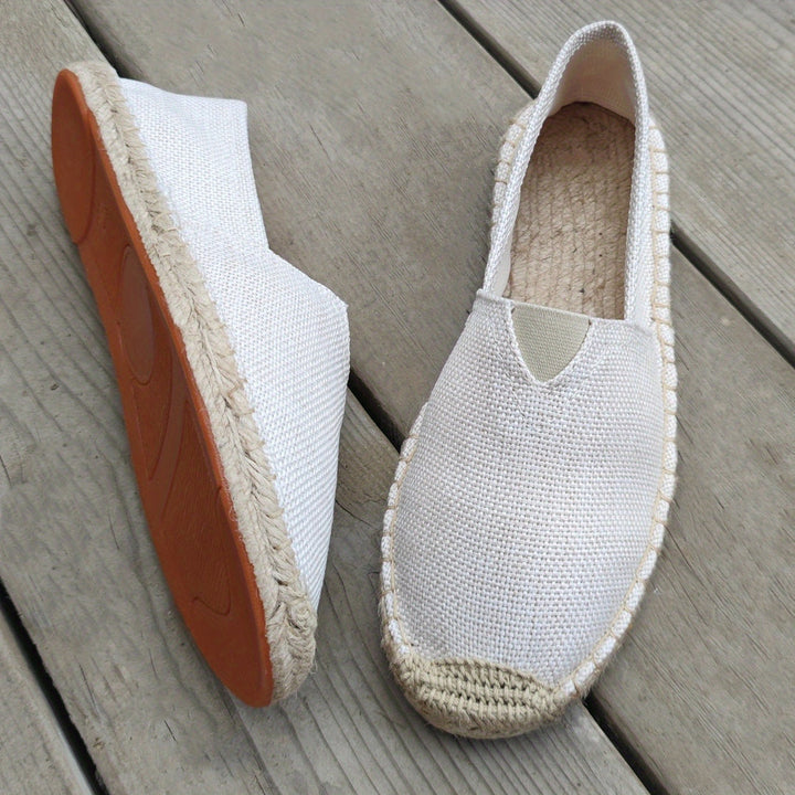 Men's Suede Espadrille Loafers Slip-On – Woven Rope Trim Flat Sole