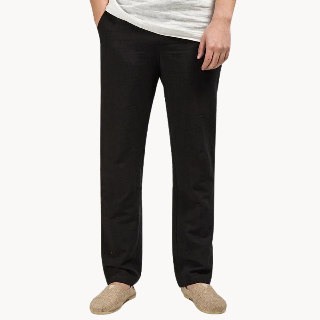 Men's Linen Pants Straight Leg – Elastic Waist Breathable Casual
