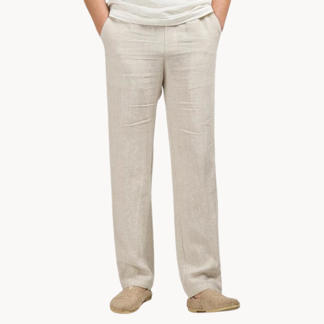 Men's Linen Pants Straight Leg – Elastic Waist Breathable Casual