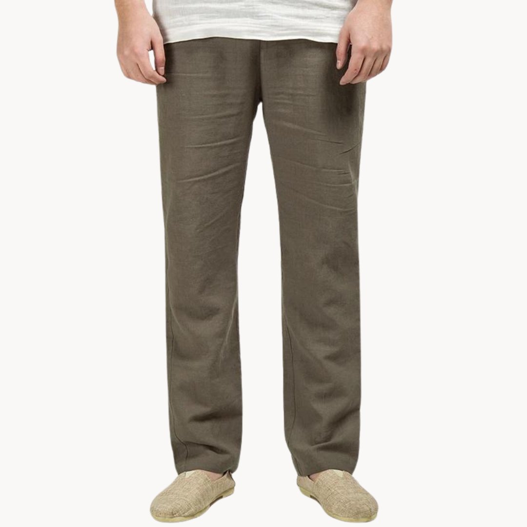 Men's Linen Pants Straight Leg – Elastic Waist Breathable Casual