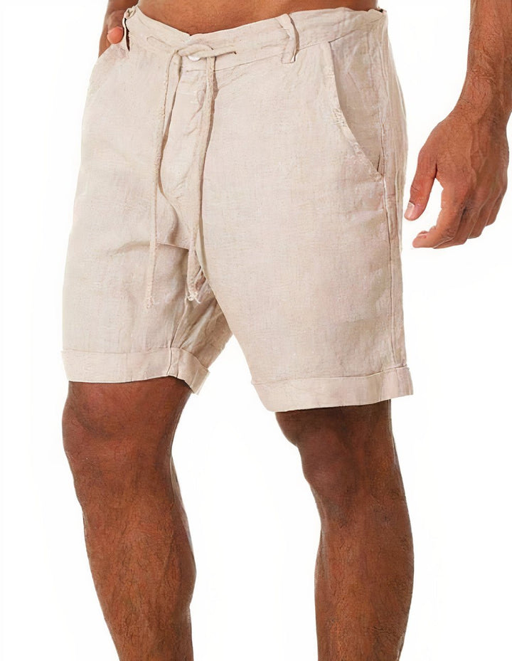 Men's Drawstring Linen Shorts – Relaxed Fit Lightweight Casual Summer