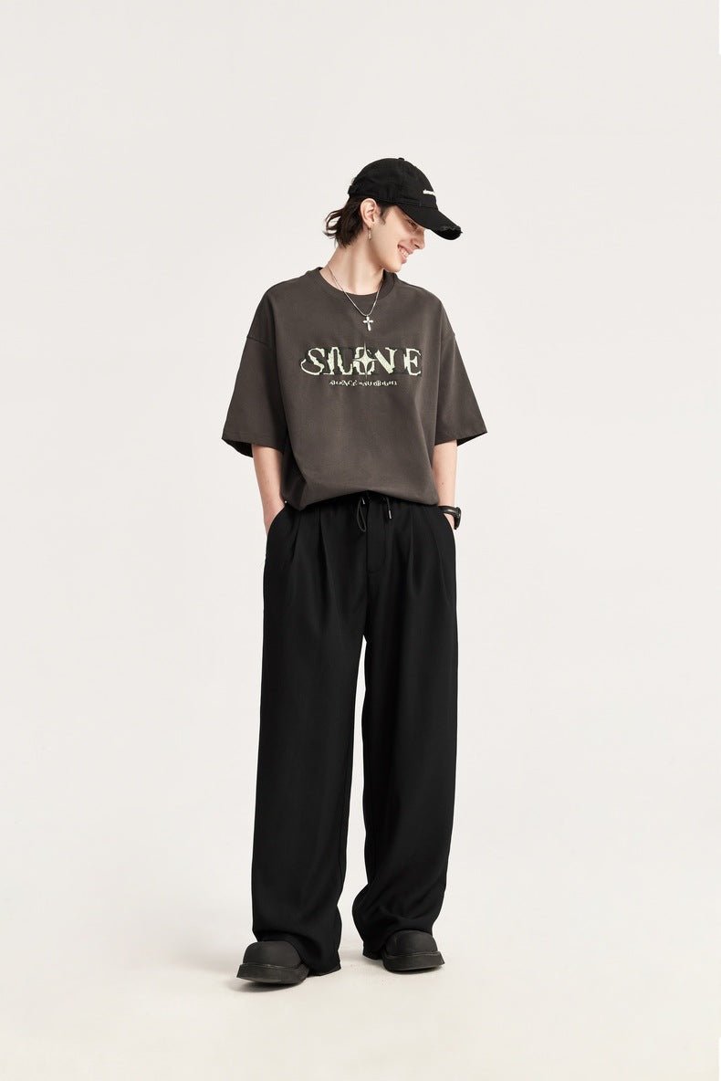 Men's Wide Leg Casual Suit Pants Relaxed Fit Summer Drape Trousers