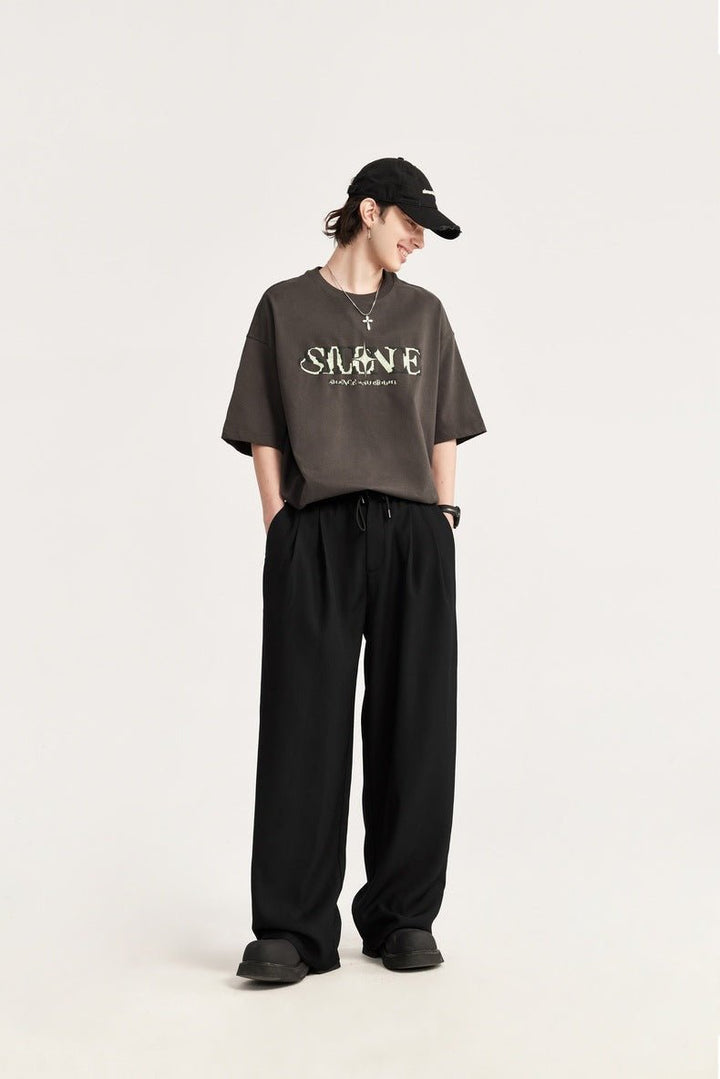 Men's Wide Leg Casual Suit Pants Relaxed Fit Summer Drape Trousers