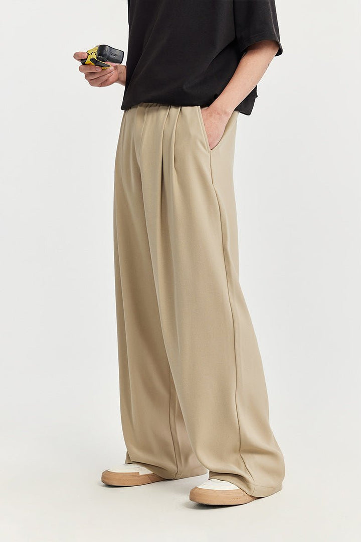 Men's Wide Leg Casual Suit Pants Relaxed Fit Summer Drape Trousers