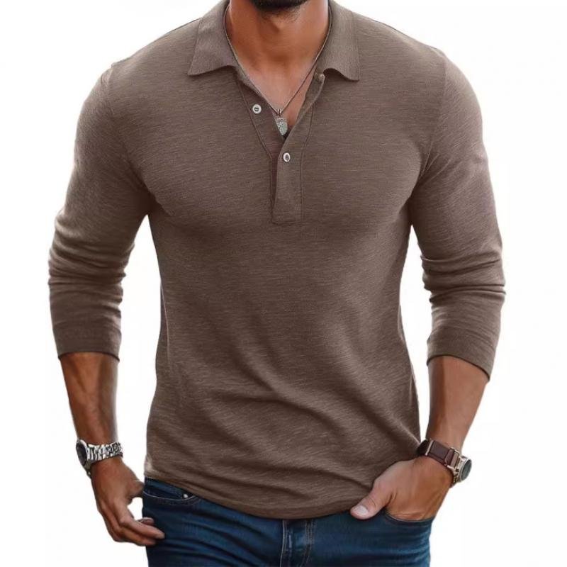 Men's Long Sleeve Polo Shirt – Slim Fit Satin-Smooth Knit