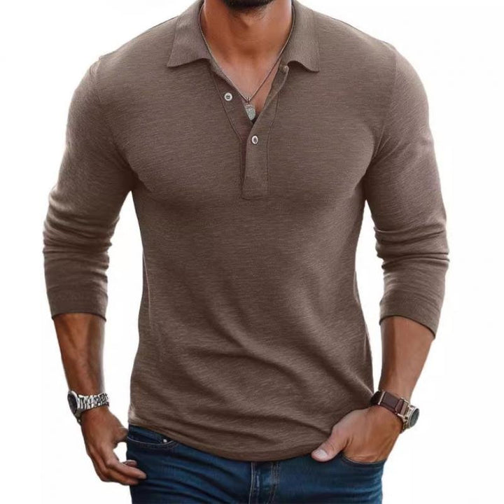 Men's Long Sleeve Polo Shirt – Slim Fit Satin-Smooth Knit