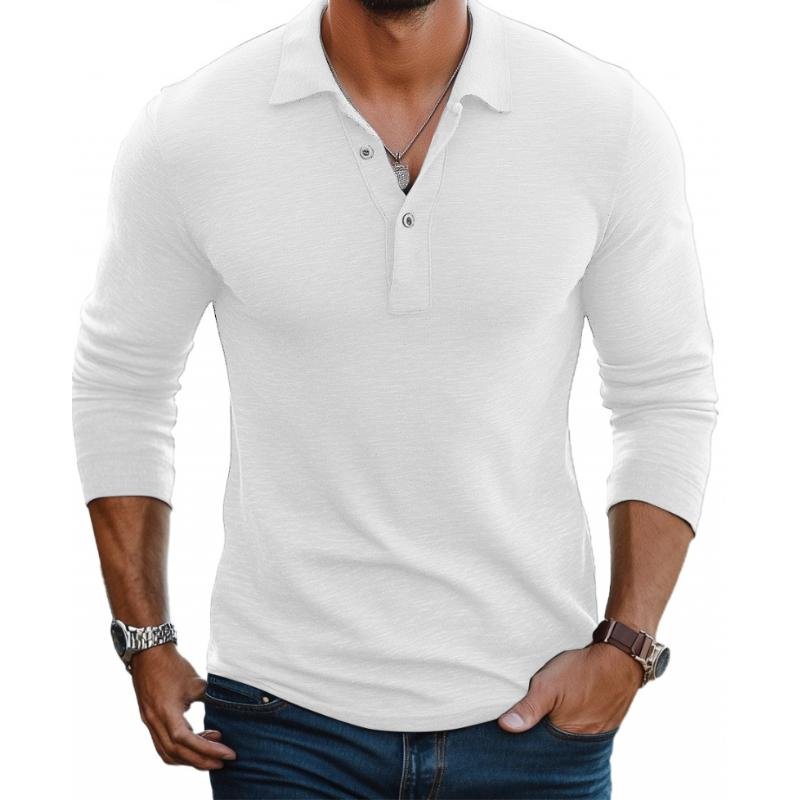 Men's Long Sleeve Polo Shirt – Slim Fit Satin-Smooth Knit