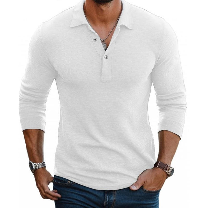 Men's Long Sleeve Polo Shirt – Slim Fit Satin-Smooth Knit