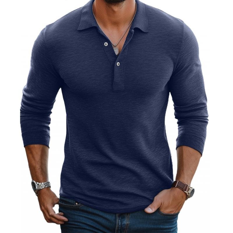 Men's Long Sleeve Polo Shirt – Slim Fit Satin-Smooth Knit