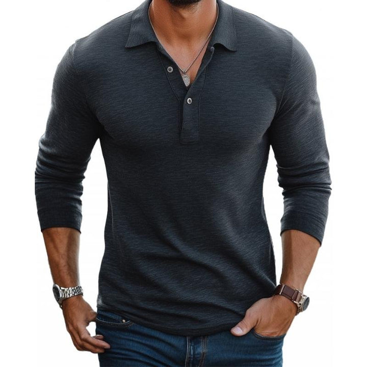 Men's Long Sleeve Polo Shirt – Slim Fit Satin-Smooth Knit