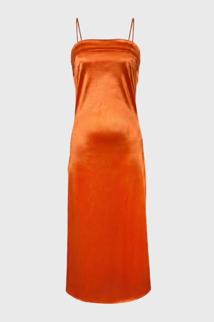 Satin Midi Dress – Open Back Sleeveless Slip Dress