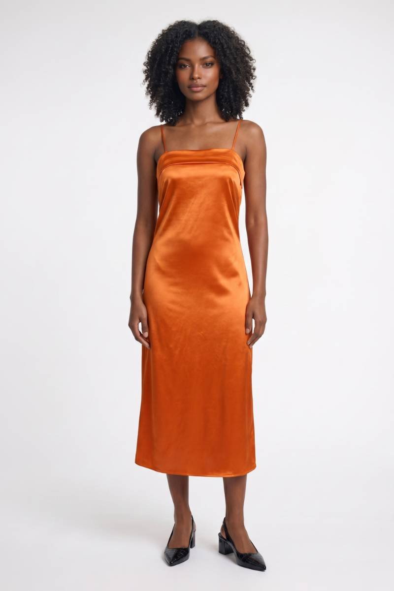 Satin Midi Dress – Open Back Sleeveless Slip Dress