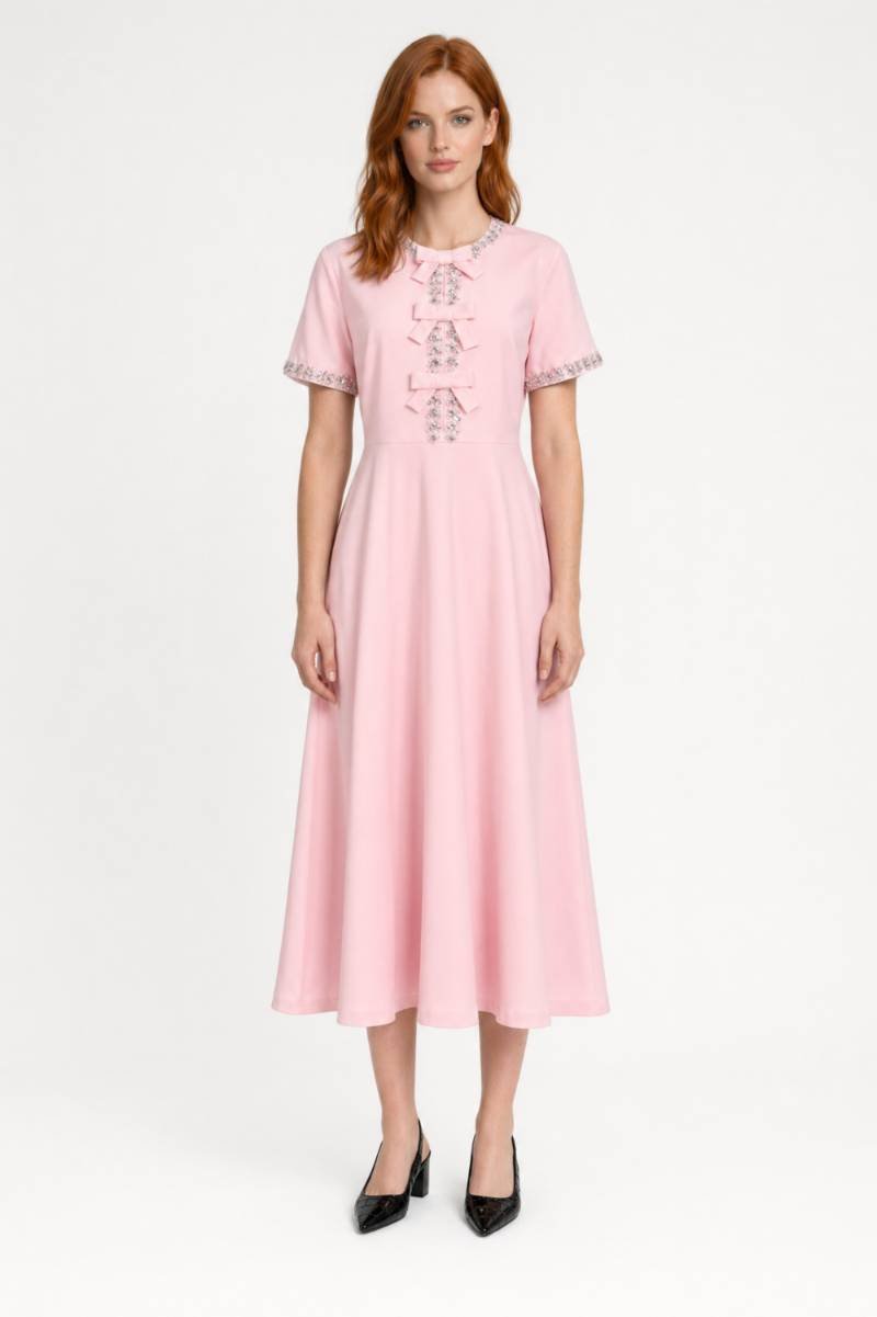 Midi Dress with Bow Details – Romantic Feminine Silhouette