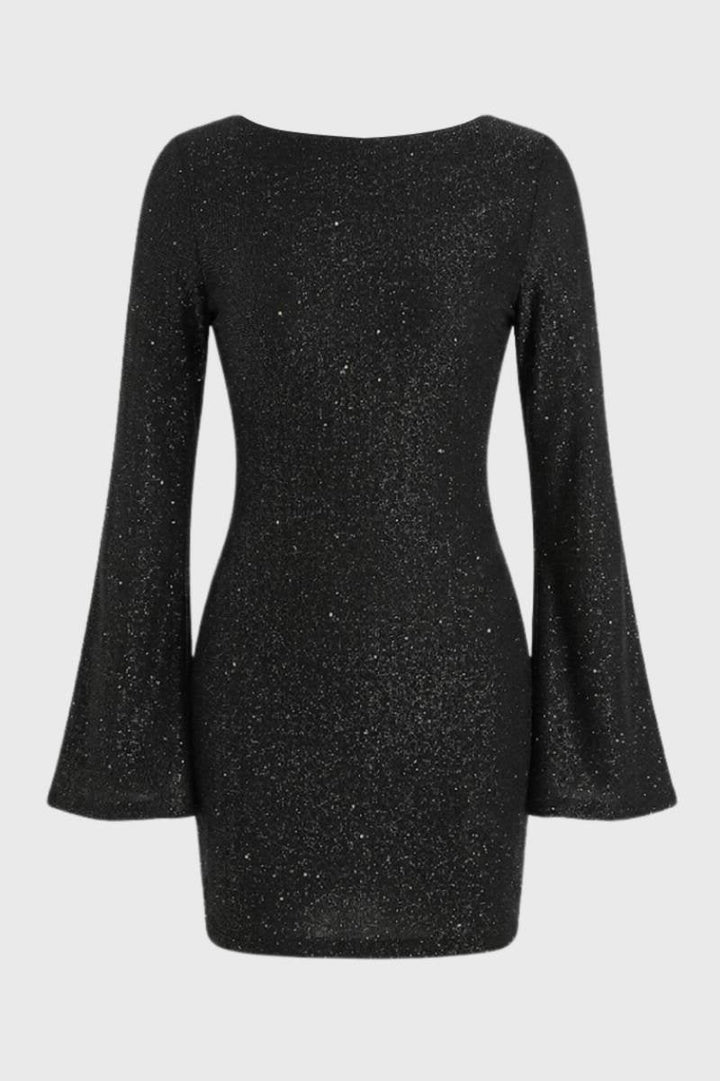 Glitter Mini Dress – Wide Sleeve Bodycon Party Dress
