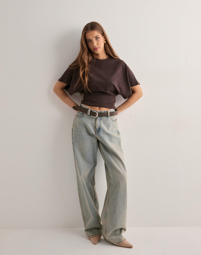 Women's Wide Sleeve T-Shirt – Soft Breathable Fitted Waist Casual Top