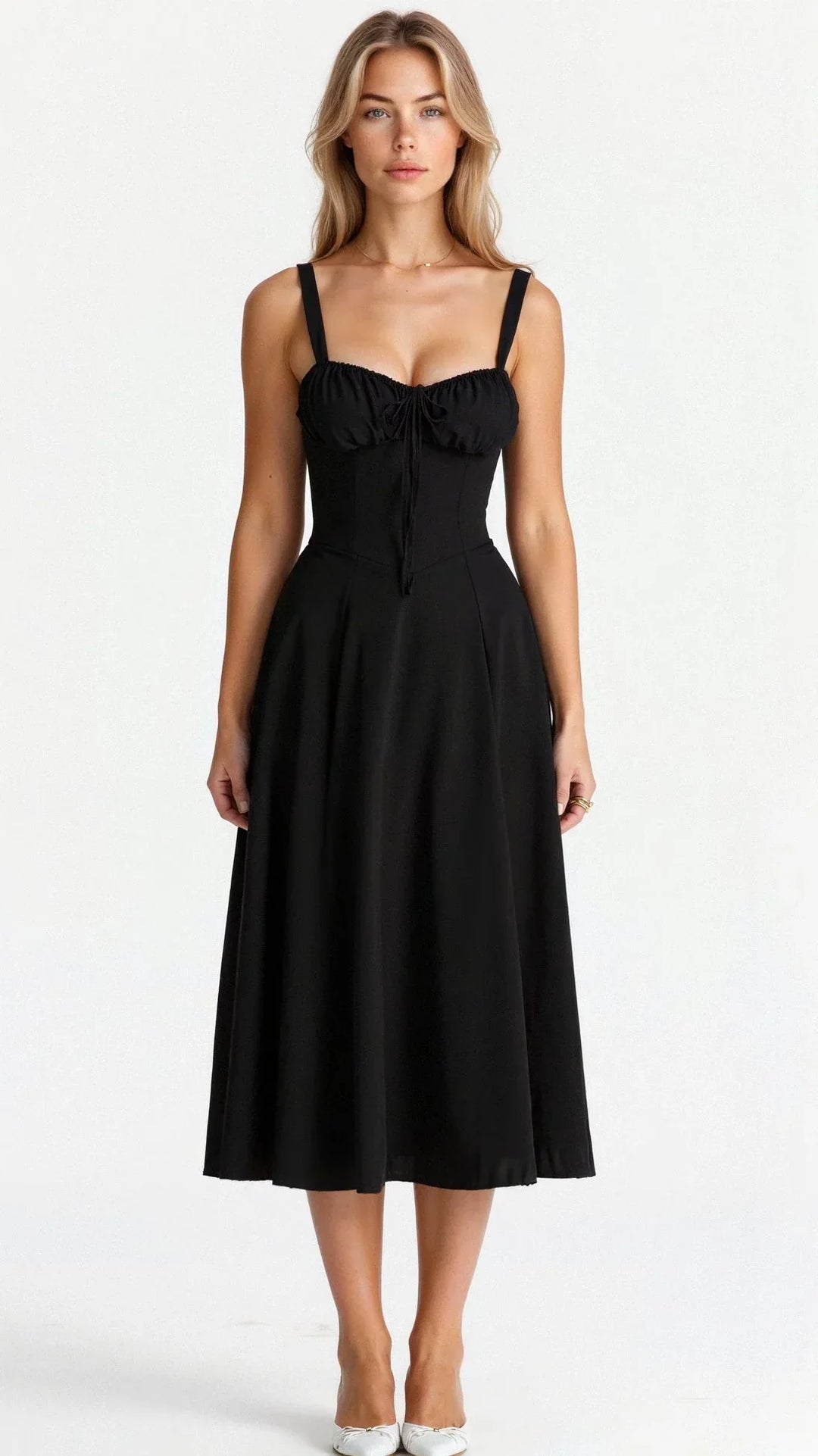 Women's Floral Bustier Midi Dress Sleeveless – Midriff Waist Shaper