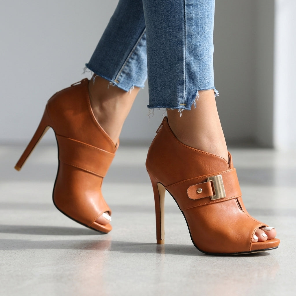 Open Toe Stiletto Heels for Women – Adjustable Buckle Strap