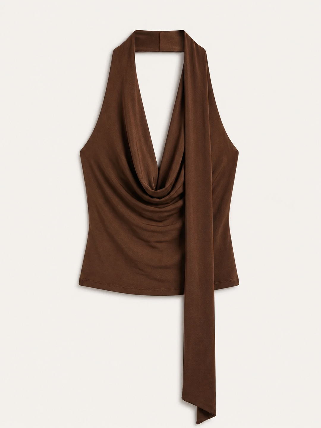 Scarf Neckline Sleeveless Blouse – Ruched Side Fitted Top for Women