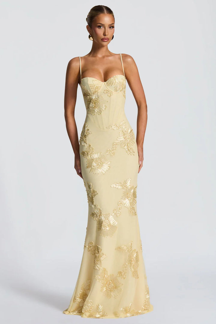 Maxi Dress – Sheer Floral Mermaid, Structured Fit Women&