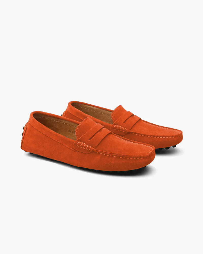 Men's Calf Suede Driver Loafers Slip-On – Stitched Upper Full Leather