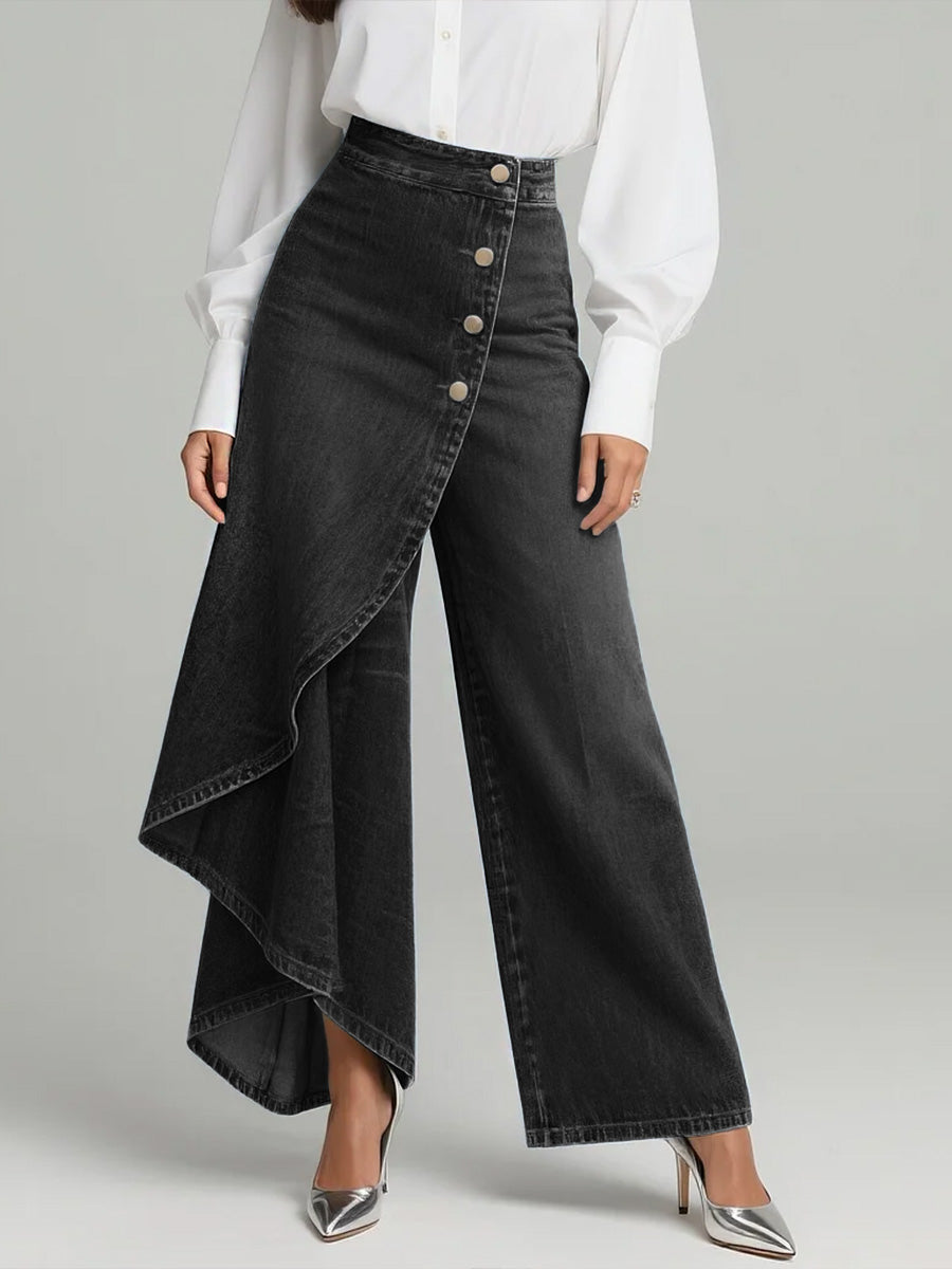 Palazzo Pants – Women's Wide-Leg Denim High-Waisted Trousers