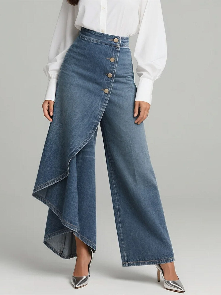 Palazzo Pants – Women's Wide-Leg Denim High-Waisted Trousers