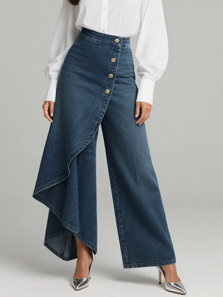 Palazzo Pants – Women's Wide-Leg Denim High-Waisted Trousers