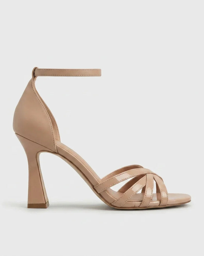 Strappy Block Heel Sandals – Open-Toe Flared Heel for Women