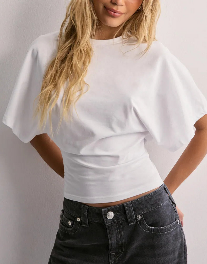 Women's Wide Sleeve T-Shirt – Soft Breathable Fitted Waist Casual Top