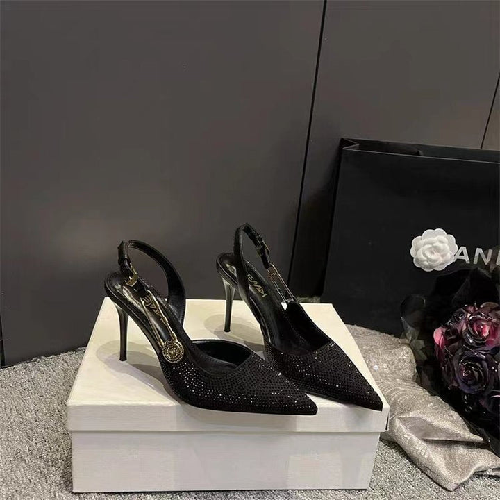 Rhinestone Slingback Stiletto Heels – Pointed Toe for Women