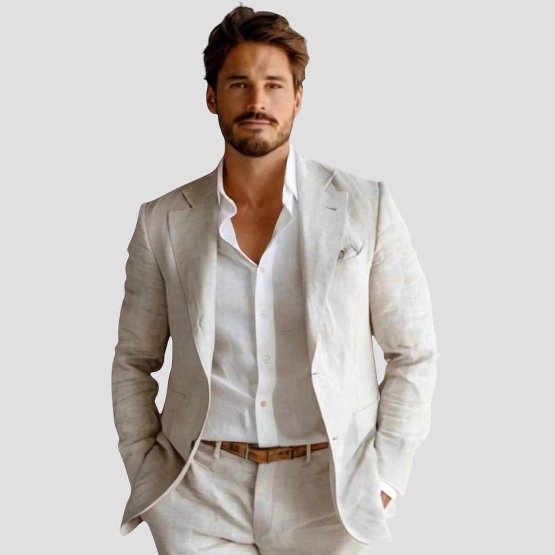 Men's Linen Look Classic Blazer – Smart Casual Lightweight