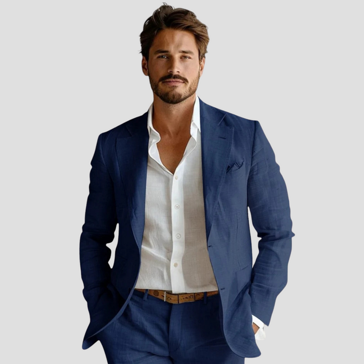 Men's Linen Look Classic Blazer – Smart Casual Lightweight