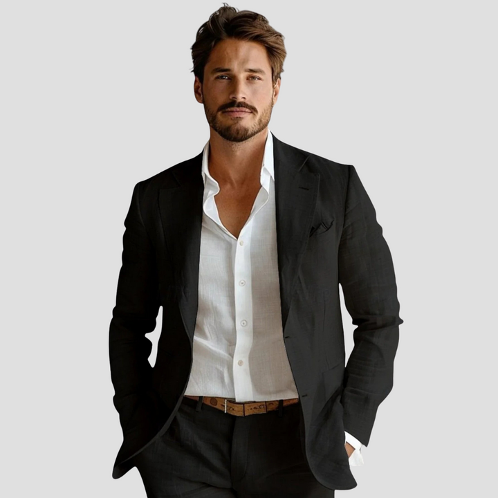 Men's Linen Look Classic Blazer – Smart Casual Lightweight