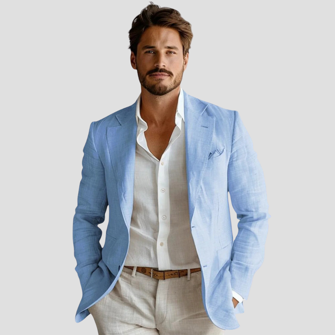 Men's Linen Look Classic Blazer – Smart Casual Lightweight