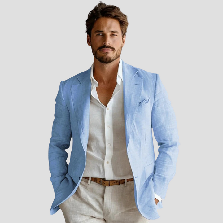 Men's Linen Look Classic Blazer – Smart Casual Lightweight