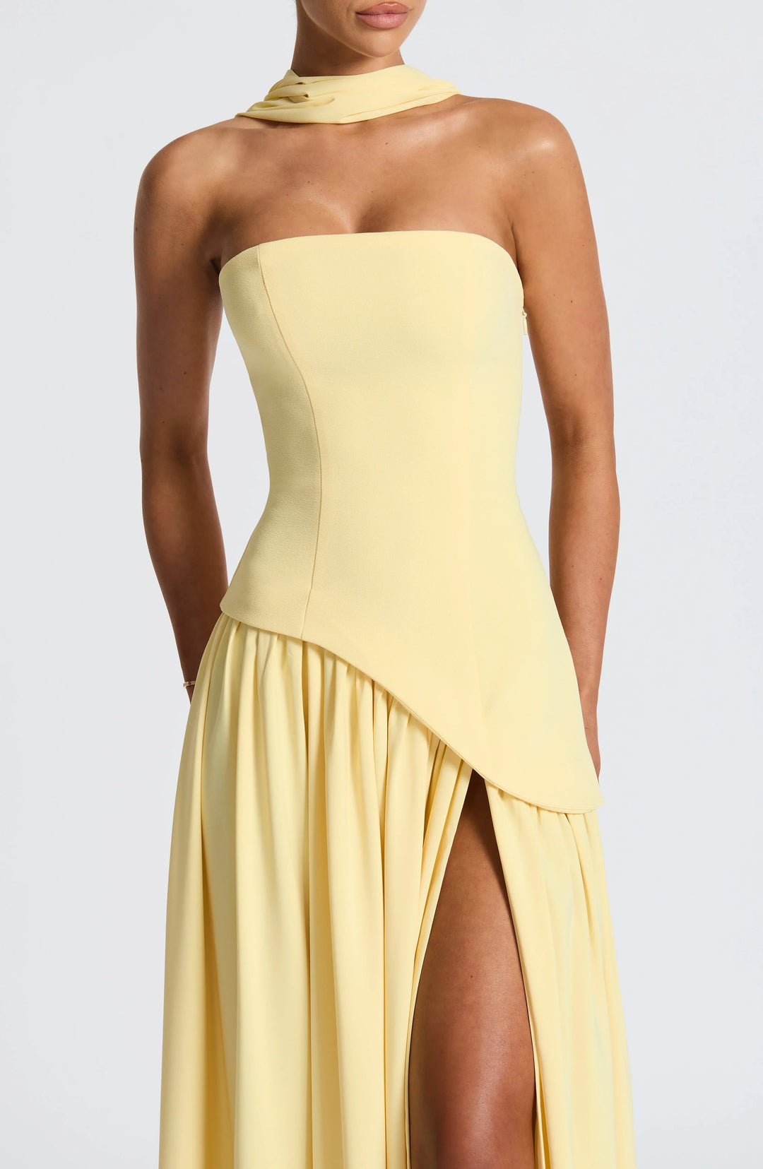 Corset Maxi Dress – Structured Bustier Bodice &amp; High Slit
