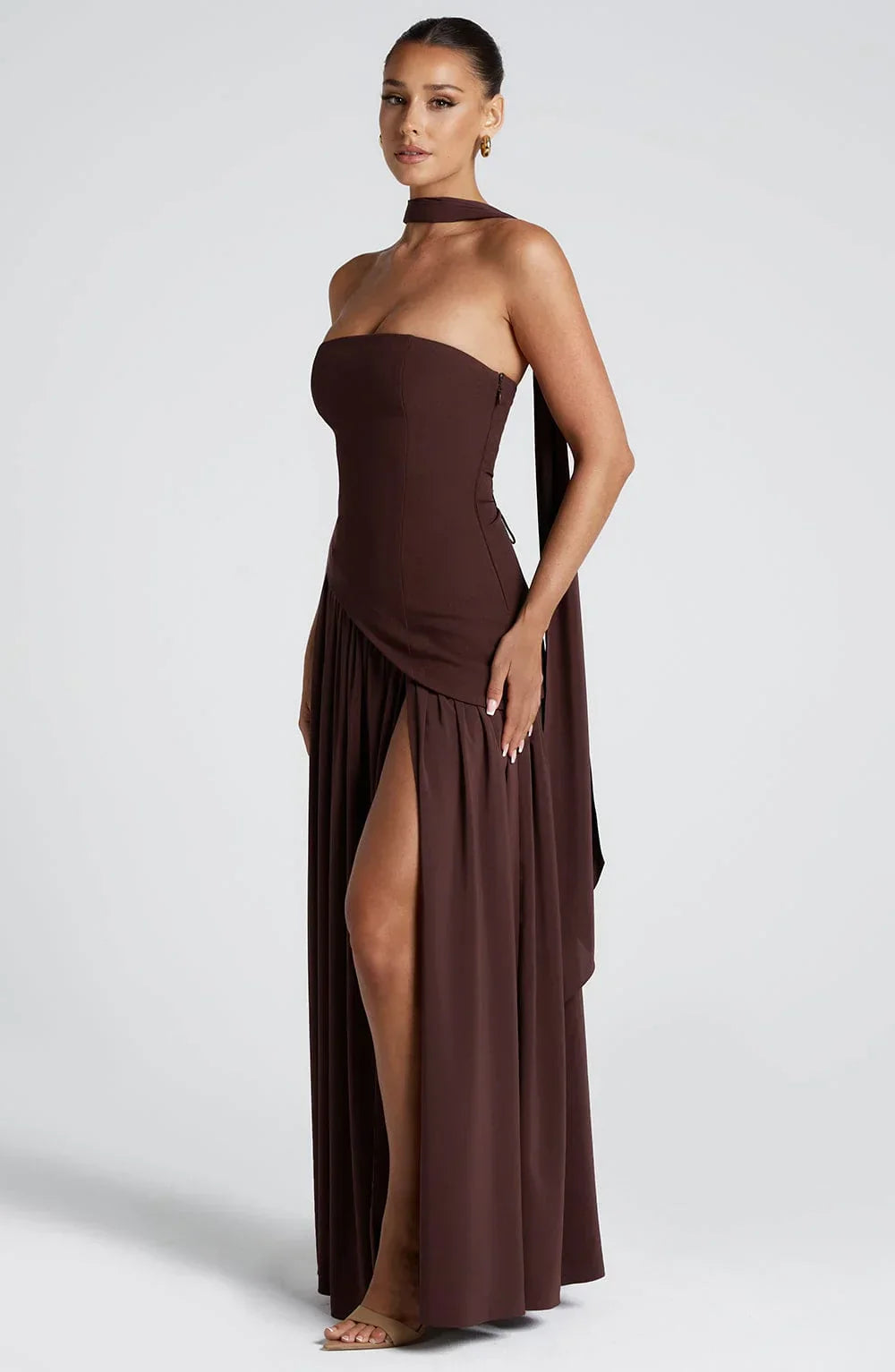 Corset Maxi Dress – Structured Bustier Bodice &amp; High Slit