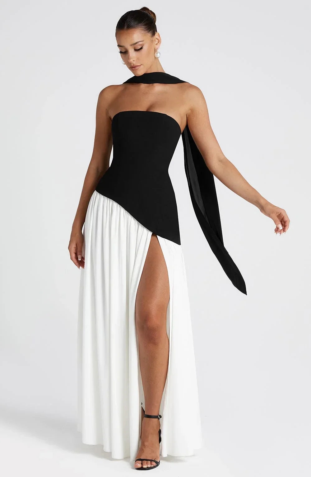Corset Maxi Dress – Structured Bustier Bodice &amp; High Slit