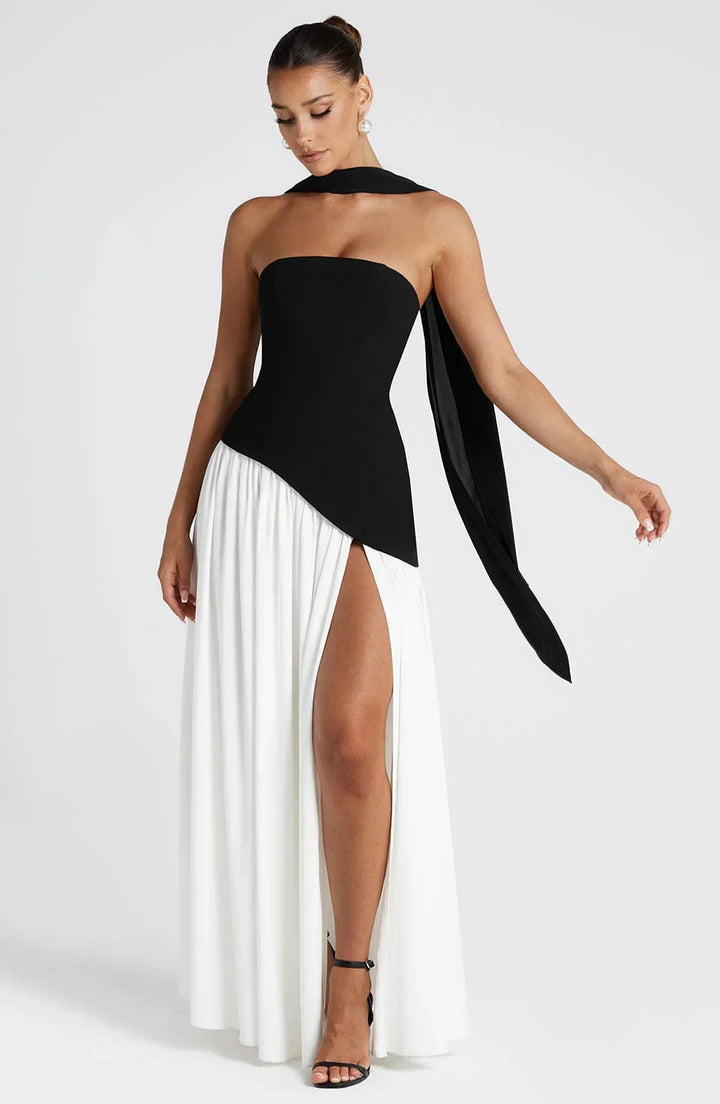 Corset Maxi Dress – Structured Bustier Bodice &amp; High Slit
