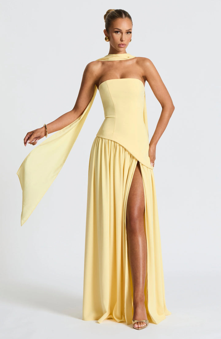 Corset Maxi Dress – Structured Bustier Bodice &amp; High Slit