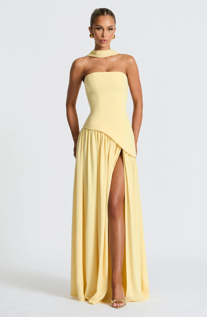 Corset Maxi Dress – Structured Bustier Bodice &amp; High Slit
