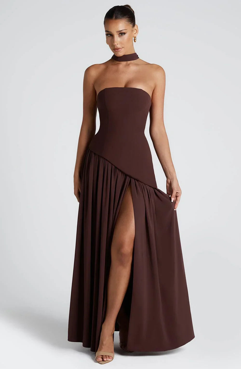 Corset Maxi Dress – Structured Bustier Bodice &amp; High Slit